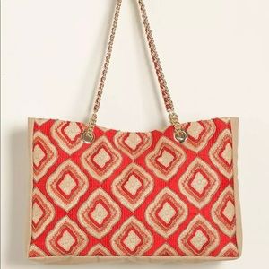 Chico’s beaded geometric tote NWT